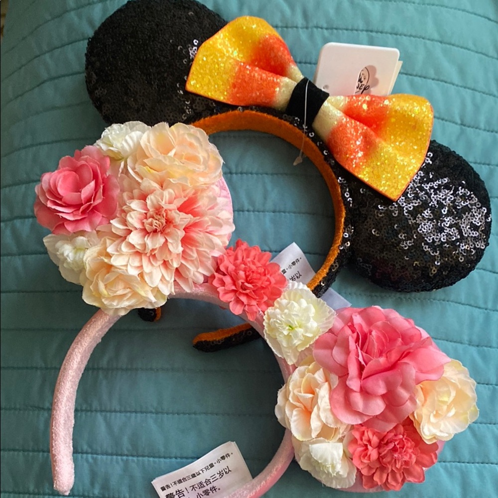 Floral and Sequin Mouse Ears Headbands